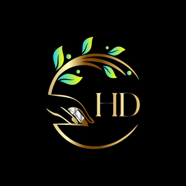 Logotipo inicial HD, clavos, plantilla de vector de belleza de spa de cosméticos de lujo