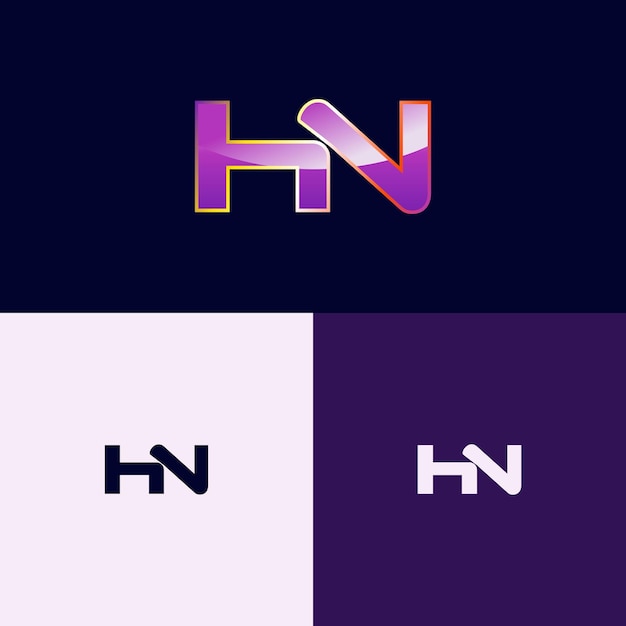 Vector logotipo inicial hn con estilo degradado para identidad de marca