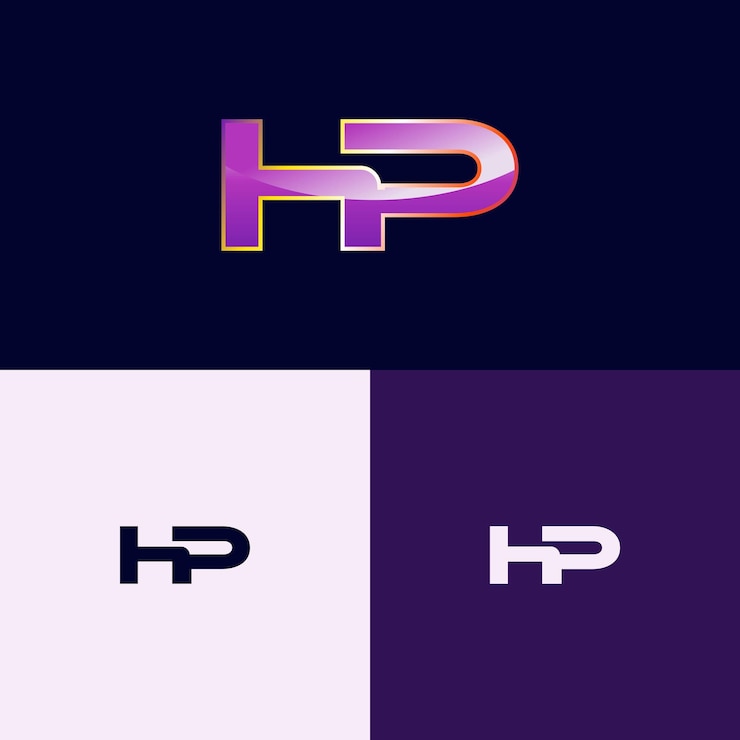 Vector logotipo inicial de hp con estilo degradado para identidad de marca