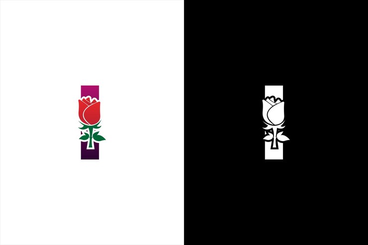 Logotipo inicial I Rose Letra I con rosa para el logotipo de belleza y moda Beauty Rose Logo