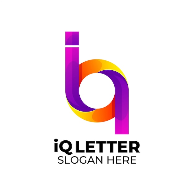 Logotipo inicial de iq estilo degradado colorido