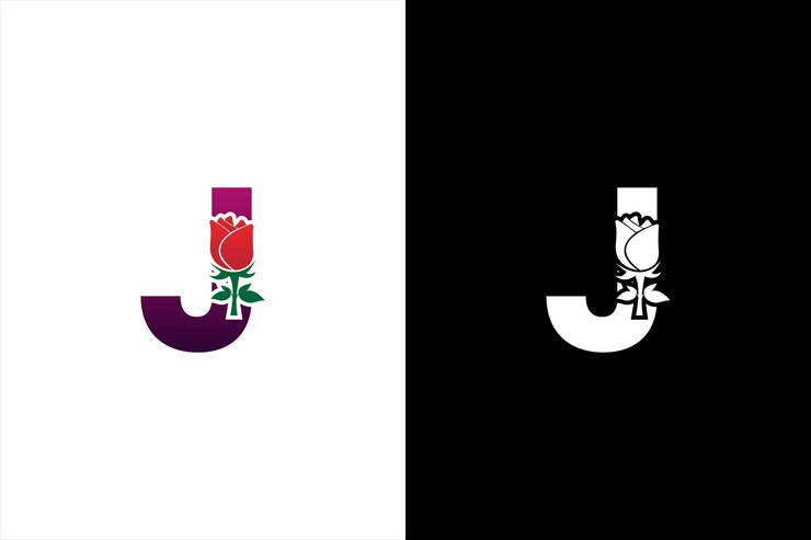 Logotipo inicial de J Rose Letra J con rosa para el logotipo de belleza y moda Logotipo de Beauty Rose