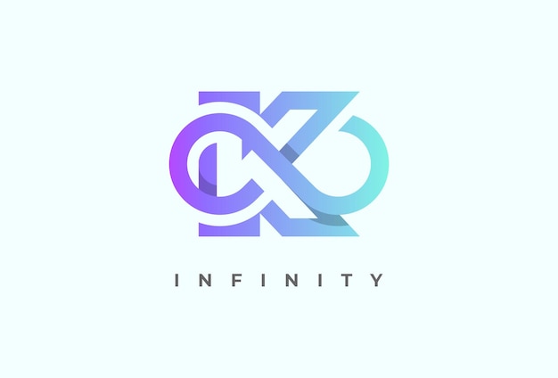 Logotipo inicial K Infinity, letra K con combinación de iconos infinitos, adecuado para marca y tecnología