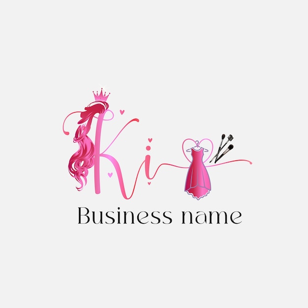 Logotipo inicial de KI lettertr botique