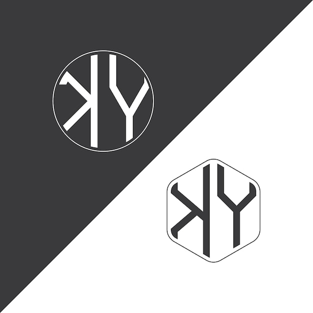 Logotipo inicial de KY con monograma con diseño creativo de logotipo en forma de círculo y polígono