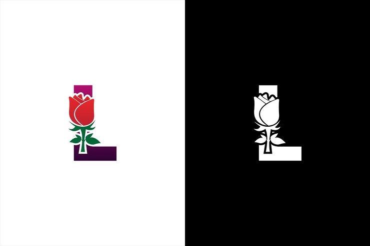 Logotipo inicial L Rose Letra L con rosa para el logotipo de belleza y moda Beauty Rose Logo