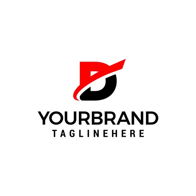 Logotipo inicial de la letra D con plantilla de vector gráfico de elemento de corte