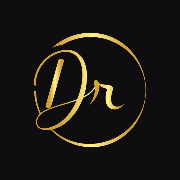 Logotipo inicial de la letra DR con plantilla de vector de tipografía de guión Diseño de logotipo DR de letra de guión creativo
