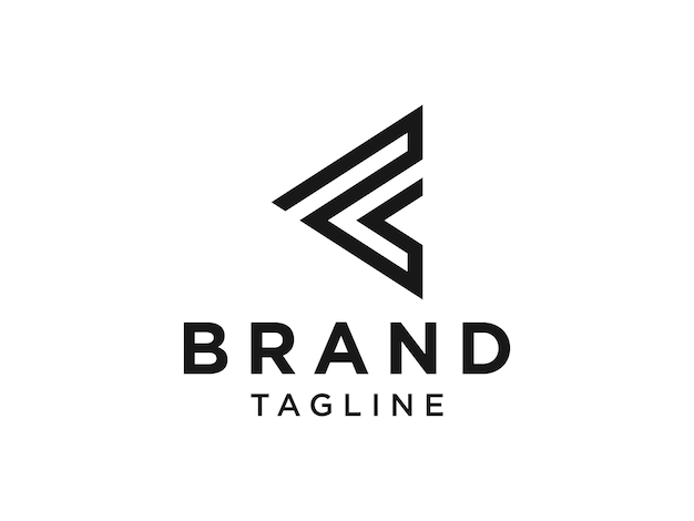 Logotipo inicial de la letra F. Estilo Origami geométrico negro aislado sobre fondo blanco.