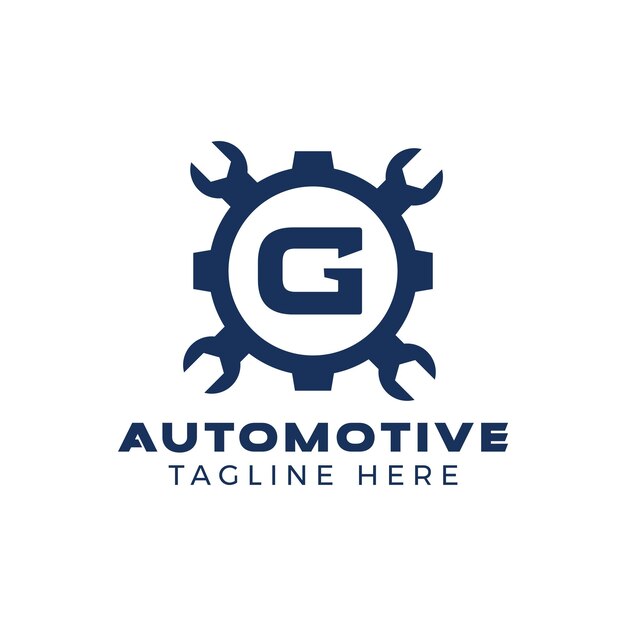 Logotipo inicial de la letra g automotriz con diseño de marca creativa