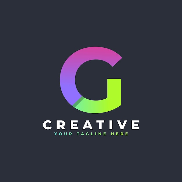 Logotipo inicial de la letra G Forma geométrica verde y púrpura utilizable para logotipos comerciales y de marca