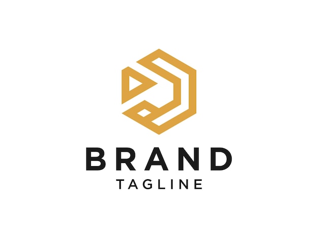 Logotipo inicial de la letra J. Estilo de forma de oro aislado sobre fondo blanco.