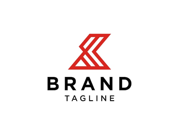 Logotipo inicial de la letra K. Estilo lineal con espacio negativo aislado sobre fondo blanco.