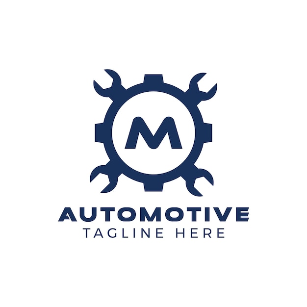 Logotipo inicial de la letra m automotriz con diseño de marca creativa