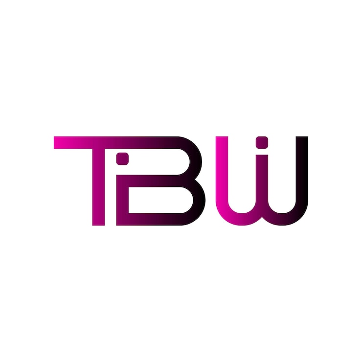 Vector logotipo inicial letra monograma bw tbw identidad de marca diseño gradiente púrpura rosa cre minimalista moderno