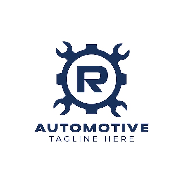 Logotipo inicial de la letra r automotriz con diseño de marca creativa