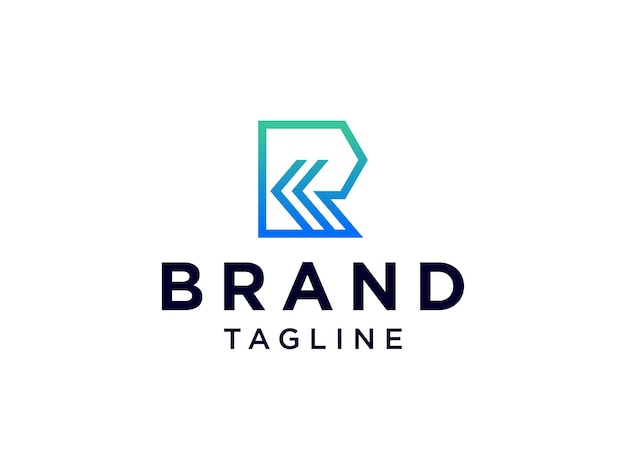 Logotipo inicial de la letra R. Estilo lineal verde aislado sobre fondo blanco.