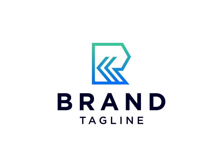 Vector logotipo inicial de la letra r. estilo lineal verde aislado sobre fondo blanco.