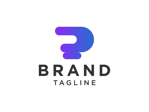 Logotipo inicial de la letra R. Estilo redondeado lineal geométrico azul aislado sobre fondo blanco.
