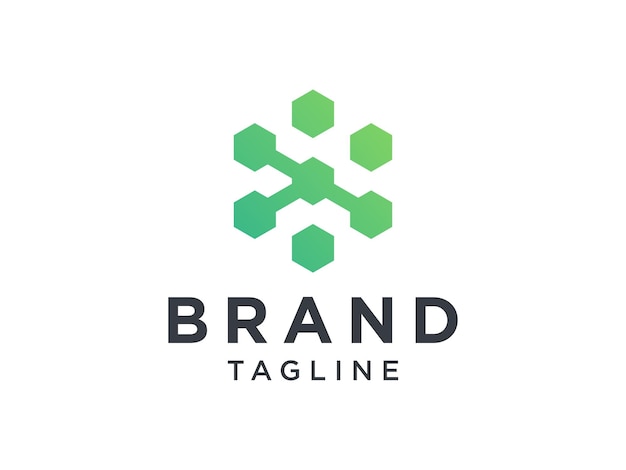 Logotipo inicial de la letra T. Estilo lineal de forma geométrica verde aislado sobre fondo blanco.