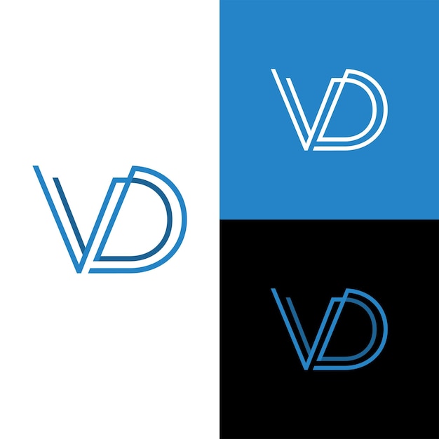 Logotipo inicial letra VD diseño minimalista y limpio