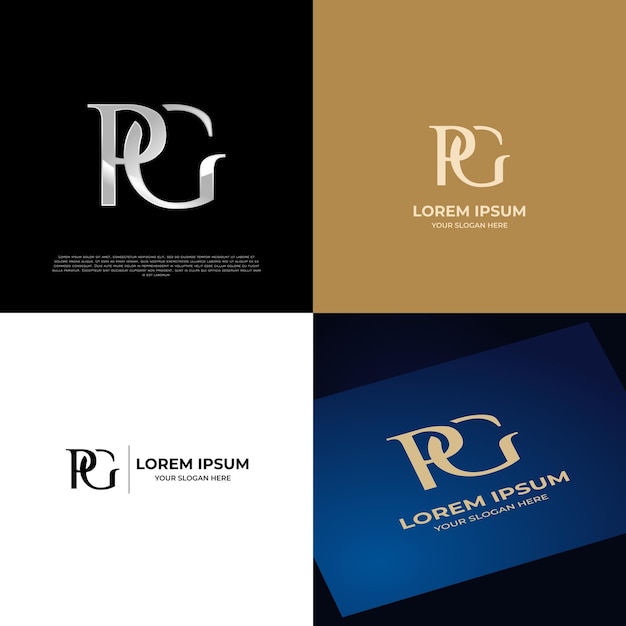 Logotipo Inicial Letras PG Tipografía moderna