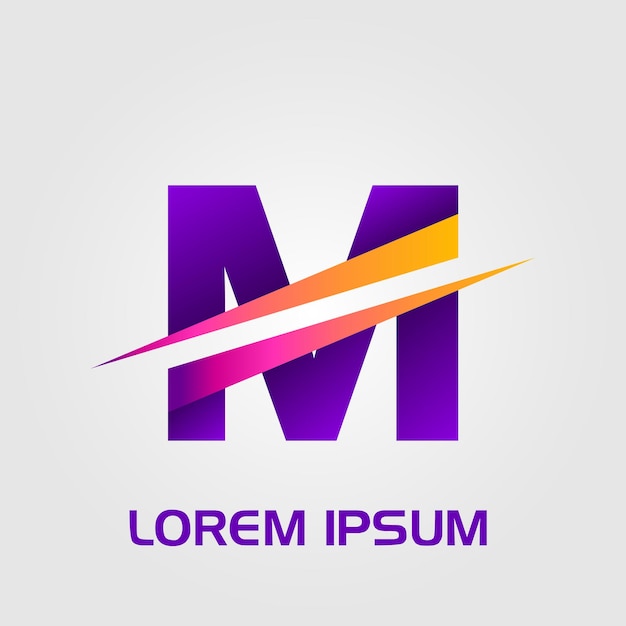 Logotipo inicial de línea cruzada abstracta de letra M