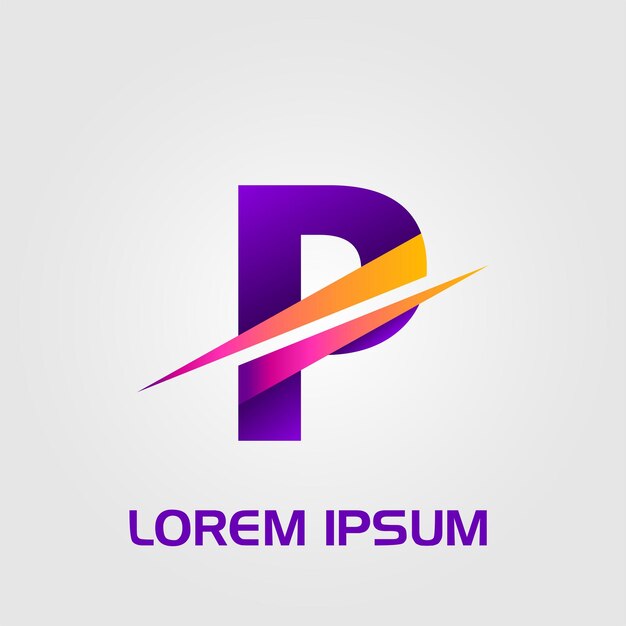 Logotipo inicial de línea cruzada abstracta de letra P