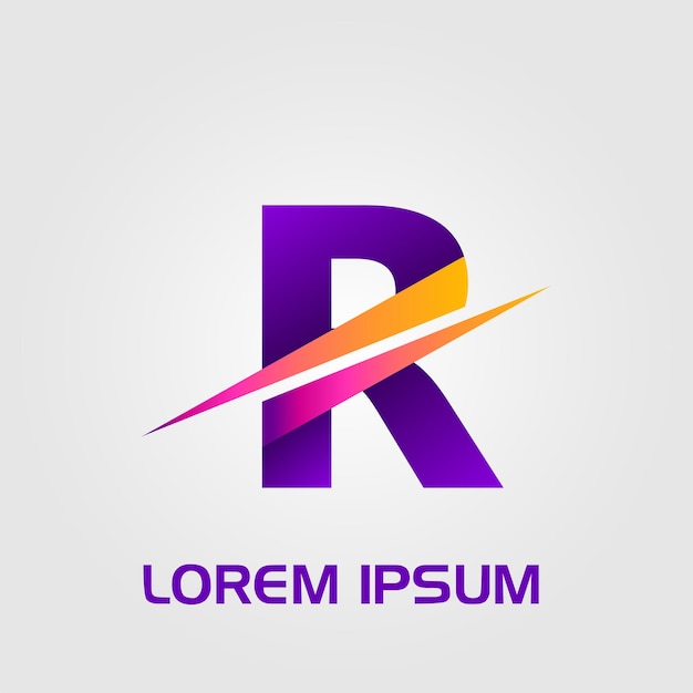 Logotipo inicial de línea cruzada abstracta de letra R