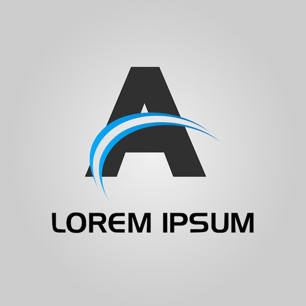 Logotipo inicial de línea curva de la letra A
