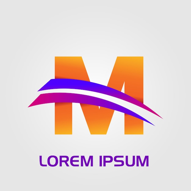 Logotipo inicial de líneas de curva abstracta de letra M
