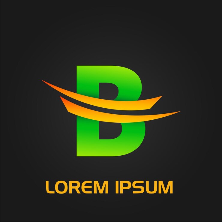 Vector logotipo inicial de líneas curvas abstractas de letra b