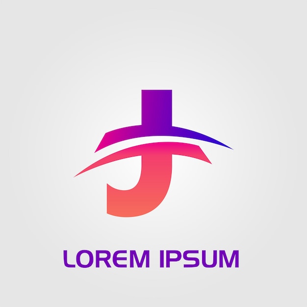 Logotipo inicial de líneas curvas abstractas de letra J