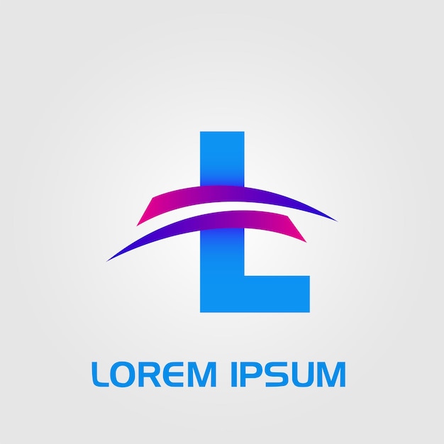 Logotipo inicial de líneas curvas abstractas de letra L