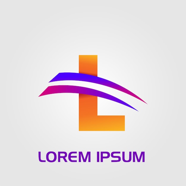 Logotipo inicial de líneas curvas abstractas de letra L