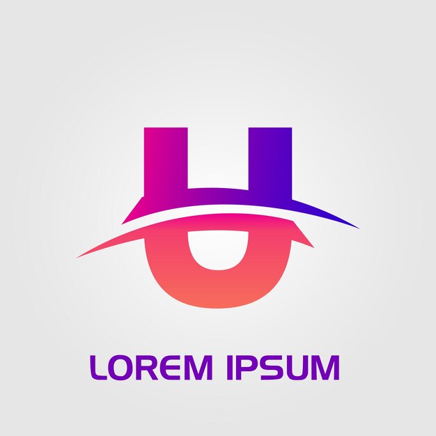 Logotipo inicial de líneas curvas abstractas de letra U