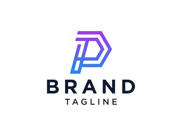 Logotipo inicial moderno de la letra P. Forma geométrica azul aislada sobre fondo blanco.