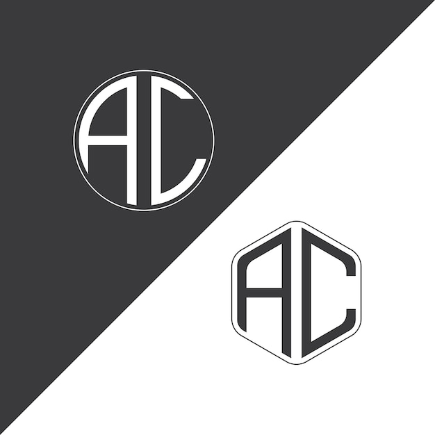 Logotipo inicial del monograma AC con forma de círculo y polígono diseño creativo del logotipo