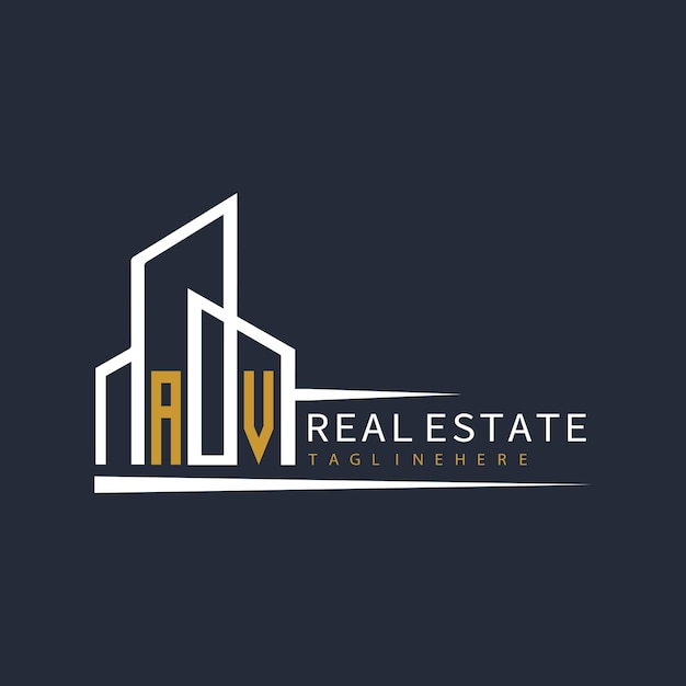 Logotipo inicial de monograma AV para bienes raíces con diseño creativo de forma de edificio