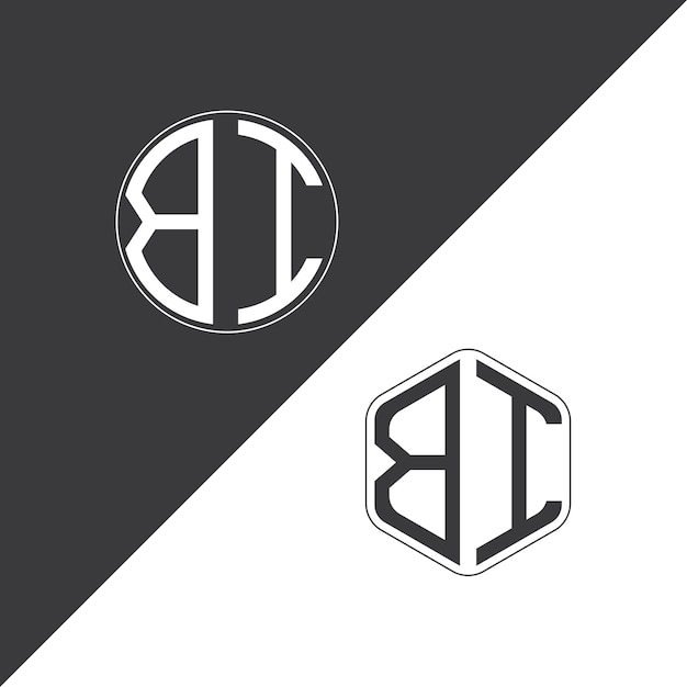 Logotipo inicial del monograma de BI con forma de círculo y polígono diseño creativo del logotipo