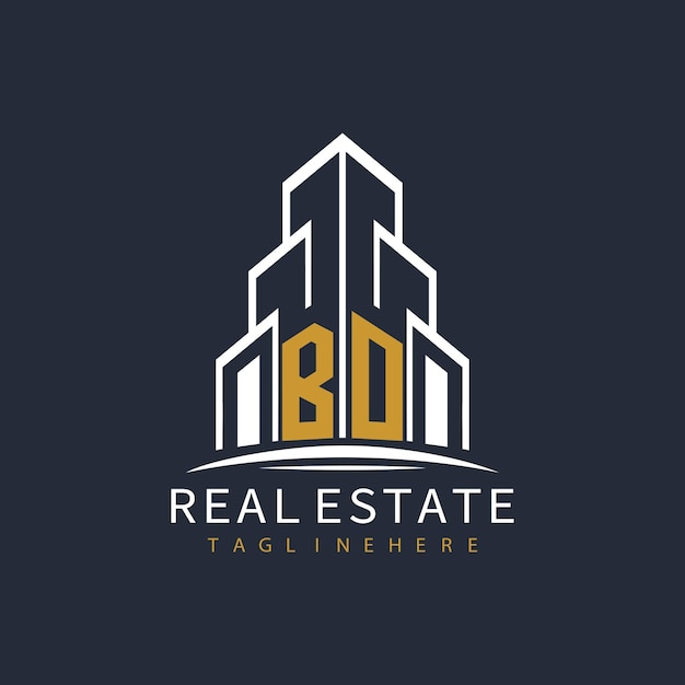 Logotipo inicial de monograma BO para bienes raíces con diseño creativo de la forma del edificio