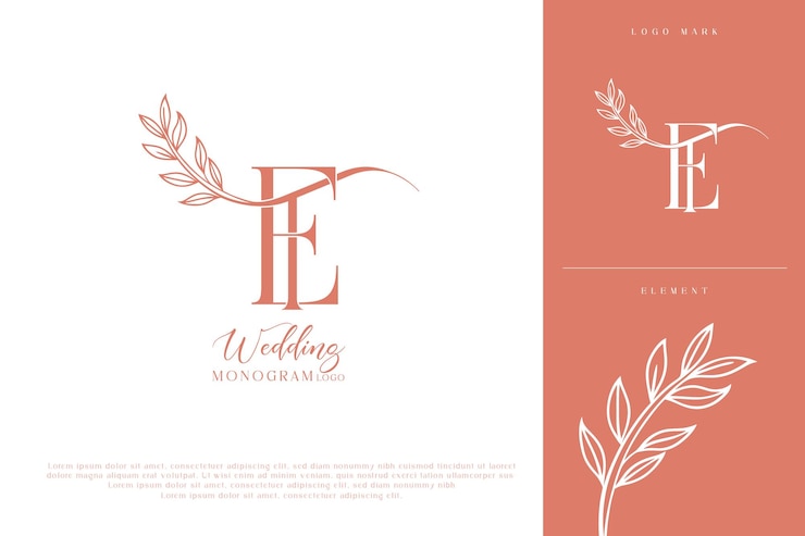 Vector y el logotipo inicial del monograma de la boda
