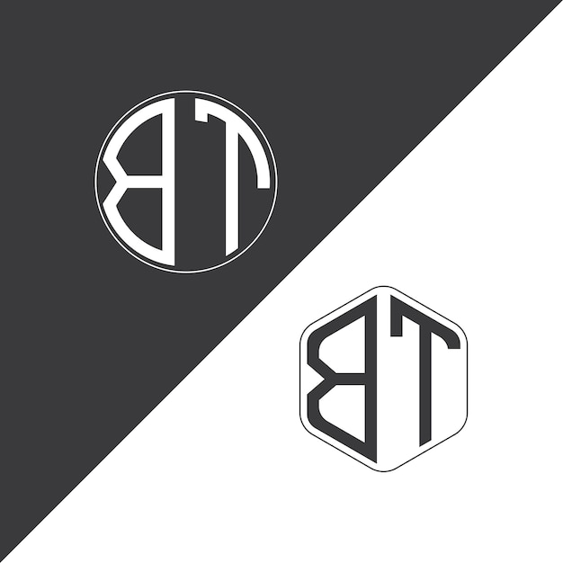 El logotipo inicial del monograma de BT con forma de círculo y polígono diseño creativo del logotipo