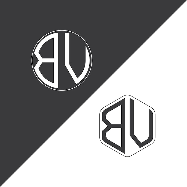 Logotipo inicial del monograma de BV con forma de círculo y polígono diseño creativo del logotipo