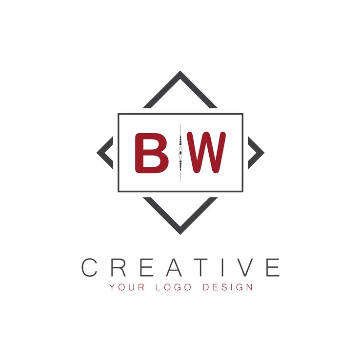 Vector logotipo inicial de monograma bw con diseño creativo de estilo cuadrado