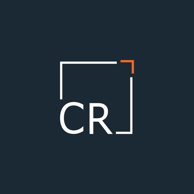 Logotipo inicial del monograma CR con diseño de estilo cuadrado