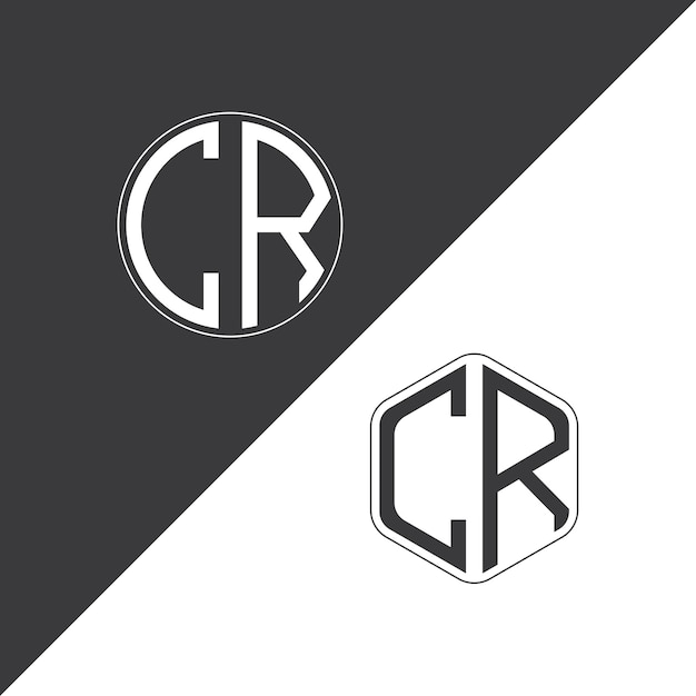 Logotipo inicial del monograma CR con forma de círculo y polígono diseño creativo del logotipo