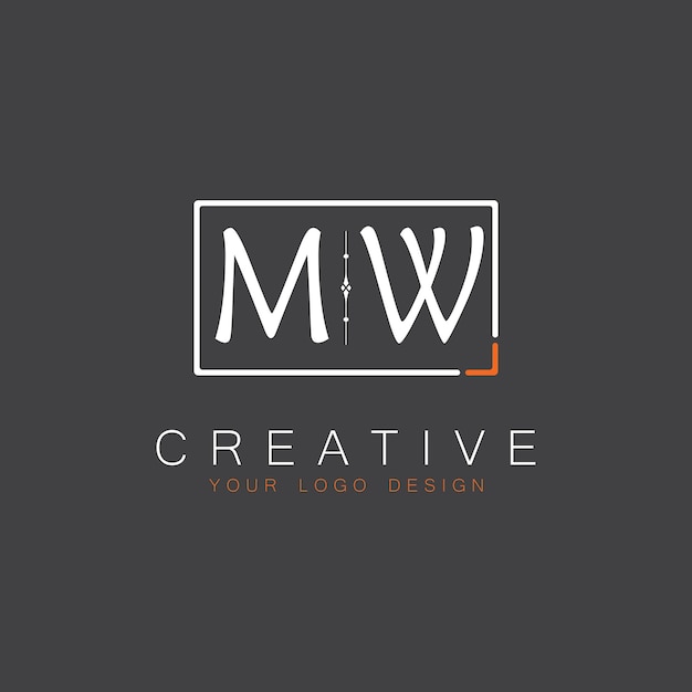 logotipo inicial de monograma para Creative MW con diseño de estilo cuadrado