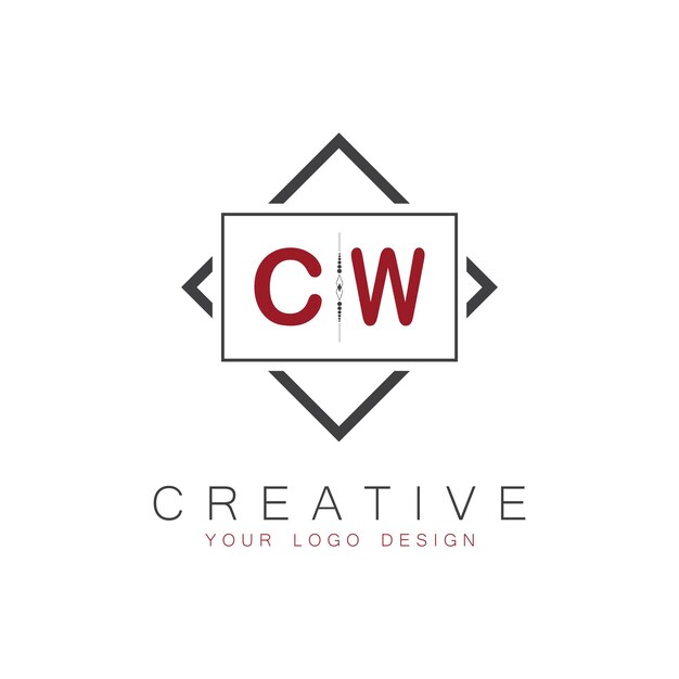 Logotipo inicial de monograma CW con diseño creativo de estilo cuadrado