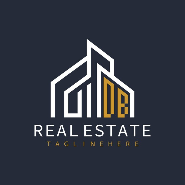 Logotipo inicial de monograma DB para bienes raíces con diseño creativo de forma de hogar